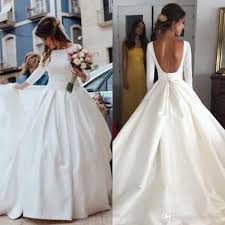 Large selection of wedding dresses weddings & events in united states, russia, united kingdom, india, germany, ukraine, australia, canada, france, sweden, italy, netherlands, poland, indonesia, malaysia, philippines, spain, brazil, thailand, turkey, romania, singapore, greece, south korea. New Simple Cheap Wedding Dresses Bridal Gowns Satin A Line Long Sleeves Backless 130 19 Picclick