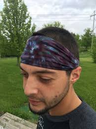 BambisSoapandTieDye Head Bands, Black marbled,ice Dye, Hand Made in The USA,noggin gear,head Wrap, Yoga Exercise Head Bands, Gymnastics Bands, Biking Head Bands