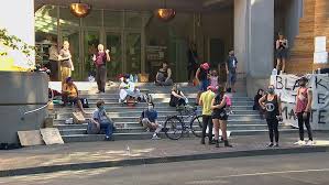 After 2 hours the group moved to city hall where they knelt for 9 minutes of silence in memory of george floyd. Portland Protesters Denounce George Floyd Death Katu