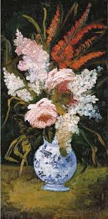 15 canvas), a 2) 3 flowers, one flower that's gone to seed and lost its petals and a bud on a royal blue background (no. Vincent Van Gogh 1853 1890
