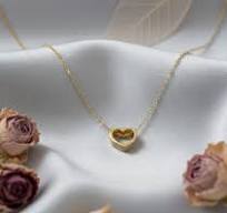 Delicate Gold Heart Necklace, Dainty Heart Pendant, Hollow ...