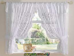 ستائر دانتيل أبيض رمادي بيج بنفسجي موف بني