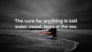 It's the condition which follows when you drink an excess of water. Isak Dinesen Quote The Cure For Anything Is Salt Water Sweat Tears Or The Sea