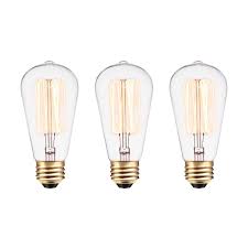 Globe Electric 60w Vintage Edison S60 Squirrel Cage Incandescent Filament Light Bulb 3 Pack Bulb Light Bulb Dimmable Light Bulbs