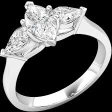 Drei Steine Ring Verlobungsring Fuer Dame In 18kt Weissgold Mit Einem Marquise Schliff Diamanten Und 2 Tropfen Schliff Schulterdiamanten