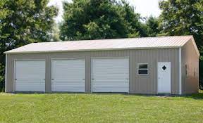 This 3 Car Garage Steel Building Kit Price Includes Three Garage Doors Walkdoor Delivery And Instal Metal Garage Buildings Metal Building Homes Metal Garages