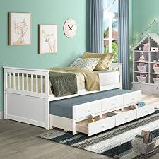 Madison park moraga blue printed 6 piece day bed cover set. Kids White Trundle Beds Beds With Trundle