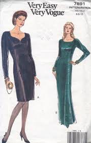 Vogue Sewing Pattern Evening Gown Long Sleeve Cocktail Dress Etsy Long Sleeve Cocktail Dress Vogue Sewing Patterns Slim Fit Skirts