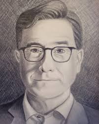 Hello everyone! I am submitting my artwork for the fan art Friday. I drew  this portrait of Stephen Colbert because it was commissioned by my twin  sister Shannon Proctor. She's the real