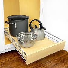 Our double drawer design provides the convenience and versatility of two shelves of pull out storage for your kitchen, pantry, bathroom and laundry room cabinets. Lynk Professional Wood Chrome Slide Outs The Container Store