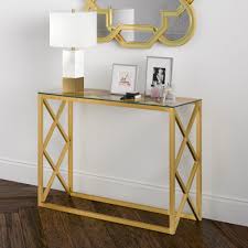 Mid Century Modern Glass Entryway Table Rectangle Accent Table Console Table In Blackened Bronze Or Brass Finish For Living Room Hallway Sofa Table 30 50 In 2020 Console Table Living Room Glass