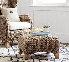 Who knew that seagrass could be turned into furniture? Seagrass Wingback Ottoman Pottery Barn