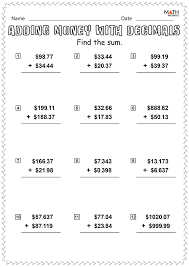 adding and subtracting decimals worksheets math monks