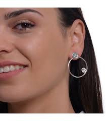 Hoop earrings with circles in silver. Orbital collection earrings
