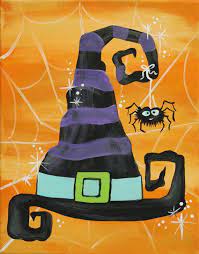 Witch Hat Hat Haunted Halloween Wall Art Printable Art Etsy In 2021 Halloween Art Projects Halloween Canvas Paintings Halloween Canvas