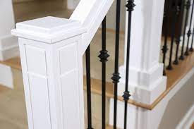 Baskets may be incorporated to many works of art. Custom Staircase Newel Post And Wrought Iron Balusters Craftsman Staircase Indianapolis By Marvelous Woodworking Houzz
