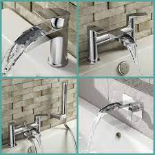 They won't work with basins that have drilled holes. Chrome Waterfall Bathroom Tap Set Basin Mixer Bath Filler Shower Deck Taps Packs Bath Mixer Taps Bathroom Tap Sets Bathroom Taps