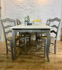 French Grey Chalk Painted French Provincial Dining Table And Chairs Painted In Autentico Cha Large Dining Room Table French Dining Tables Dining Table Chairs