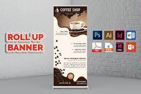 Coffee Shop Roll Up Banner Vol 02 Creative Illustrator Templates Creative Market Rollup Banner Banner Coffee Shop
