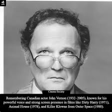 John Vernon was a Canadian actor recognized for his authoritative voice,  stern demeanor, and compelling portrayals of villains and figures of  authority. Born in Zehner, Saskatchewan, Vernon studied at the Banff Centre