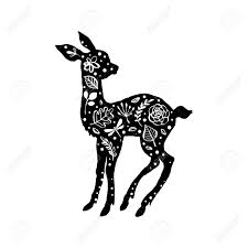 Stags head silhouette floral pattern. Silhouette Of Little Baby Deer Fawn With Flower Pattern Hand Drawn Design Elements Vector Illustration Nursery Scandinavian Art Royalty Free Cliparts Vectors And Stock Illustration Image 99724928