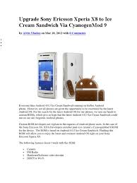 Plugins/ (insert device name here) unlock/run. Upgrade Sony Ericsson Xperia X8 To Ice Cream Sandwich Via Cyanogenmod 9 Pdf Android Operating System Booting