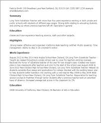 Long Term Substitute Teacher Resume Template Best Design Tips Myperfectresume