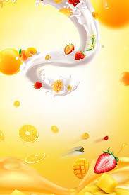 Summer Milk Fruit Yellow Lemon Background Tea Illustration Summer Fruit Drinks