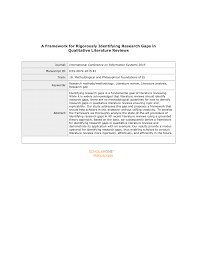 Pdf A Framework For Rigorously Identifying Research Gaps In Qualitative Literature Reviews