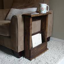 Sofa Chair Arm Rest Table Stand With Storage Pocket For Etsy In 2020 Arm Rest Table Sofa Side Table Narrow Side Table
