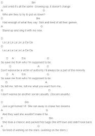 5 Seconds Of Summer Social Casualty Chords Lyrics For Guitar Ukulele Piano Keyboard With Strumming Pattern On Standard Ukulele Music Ukulele Songs Uke Songs