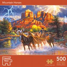 Keep your mind relaxed with puzzles of beautiful country landscapes and adorable animals. Mountain Horses 500 Piece Jigsaw Puzzle Toys Games Brand New 5052089304321 Ebay