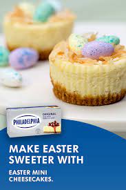 Fun easter recipes to make this easter one to remember. Philadelphia Easter Mini Cheesecakes Kraft What S Cooking Recipe Mini Cheesecake Recipes Easy Cheesecake Recipes Mini Cheesecakes