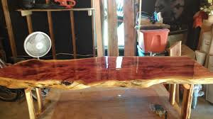 Batea (tray) coffee table on hand wrought iron legs. Red Cedar Live Edge Coffee Table Cedar Furniture Cedar Wood Projects Rustic Wood Projects
