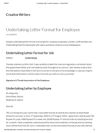 I hereby write to undertake the responsibility of the company laptop issued to me for _ (number of days) for the purpose _ (work from home/mention the main reason here). Undertaking Letter Format For Employee Creative Writers Labor Government