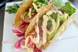 A quick and easy meal that's ready in under 20 minutes! The Best Thing I Ever Ate Ahi Tuna Tacos With Pickled Cabbage And Sriracha Crema Dash Of Les