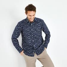 La toile chemise homme fleurie cdiscount.com mardi 18 février 2020: Chemise A Fleurs Bleu Marine En Coton Eden Park Chemise Homme Eden Park Iziva Com