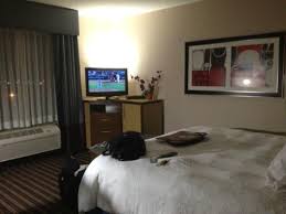 Walker edison portsmouth classic 2 glass door tv stand for tvs up to 80 inches, 70 inch compare with other flat screen display mounts. Tv Stand Near Window Fridge Below Picture Of Hampton Inn Jackson Flowood Tripadvisor