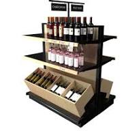 Wood Wine Rack for Liquor Stores, Double Sided With 8 Shelves 48W 54H