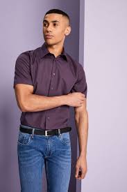 Pour tous ceux qui recherchent du style. Chemise Homme Manches Courtes Violet Simon Jersey