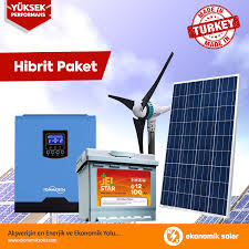 Güneş enerjisi elektrik üretimi için 2 sistem bulunur. Hibrit Paket 5300 Watt Ekonomik Solar