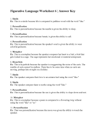 Figurative Language Worksheet 6 Answers Language Worksheets Figurative Language Worksheet Figurative Language Review