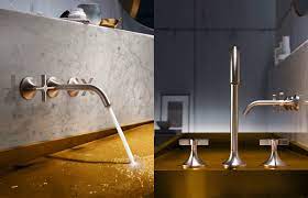 Spout reach in matt platinum. Dornbracht Vaia Elegantes Armaturendesign Furs Bad