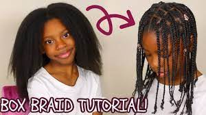 How To Kids Box Braids Tutorial No Hair Added Easy Protective Hairstyle Fo Little Girl Box Braids Natural Hair Styles Protective Hairstyles For Natural Hair