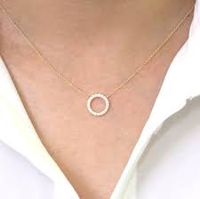 Circle Diamond Pendant Necklace 14k Rose Gold Necklace Dainty Etsy In 2021 Circle Diamond Diamond Circle Necklace Diamond Necklace Simple