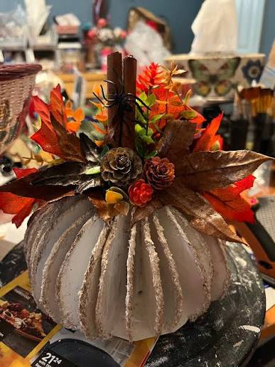 DIY cardboard pumpkin made with twine