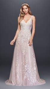 Butterfly Appliqued Tulle A Line Wedding Dress David S Bridal Petite Wedding Dress Pink Wedding Dresses Davids Bridal Wedding Dresses