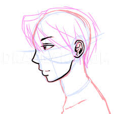 Anime faces anime guy anime hair. Side View Male Anime Face Drawing Tutorial Coloring Page Trace Drawing