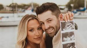 Baker Mayfield and wife Emily announce birth of their daughter Kova as she  shares adorable picture of the NFL star holding their new arrival: 'He was  born to be a dad' |