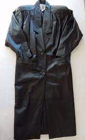 Small Lnr 80s Or 90s Style Long Black Leather Coat Nordstrom Shoulder Pad Pleats Black Leather Coat Leather Coat 90s Fashion